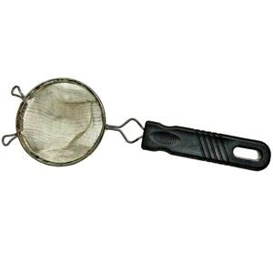 Vintage Sieve Strainer Screen Sifter 2-3/4" Basket Black Plastic Handle 9.5"